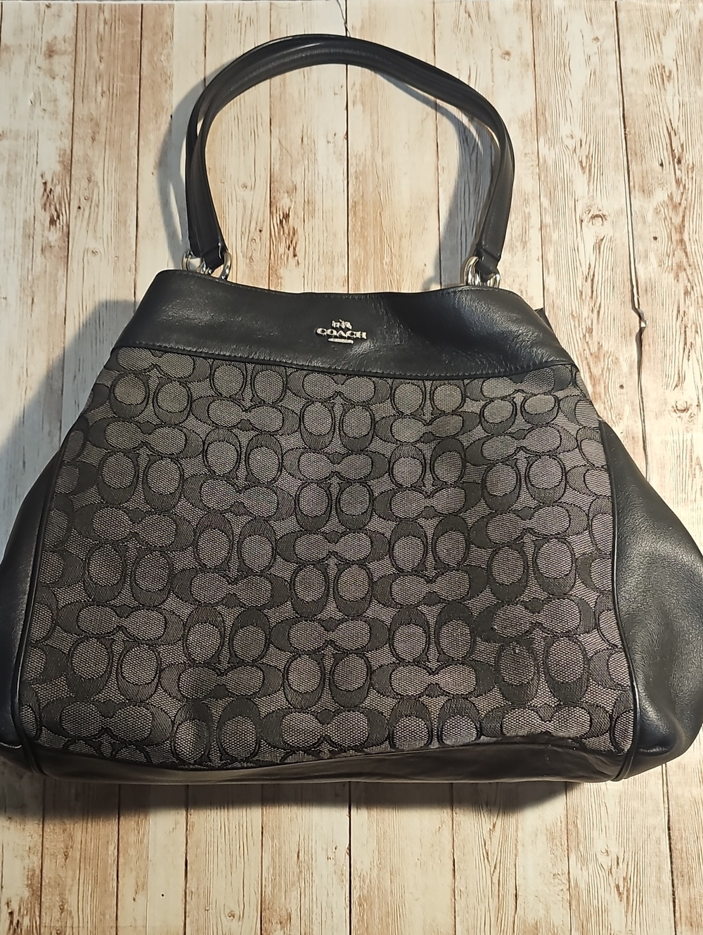 Coach Signature Jacquard Shoulder Bag in Black
